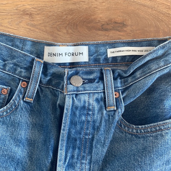 Denim Forum Farrah High Rose Wide Leg Jeans - Picture 3 of 5